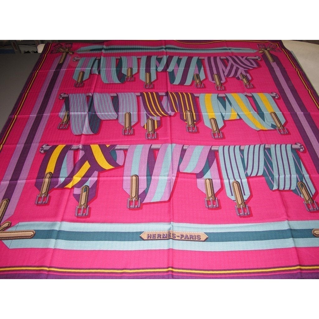 Hermes Fuchsia Les Sangles Shawl