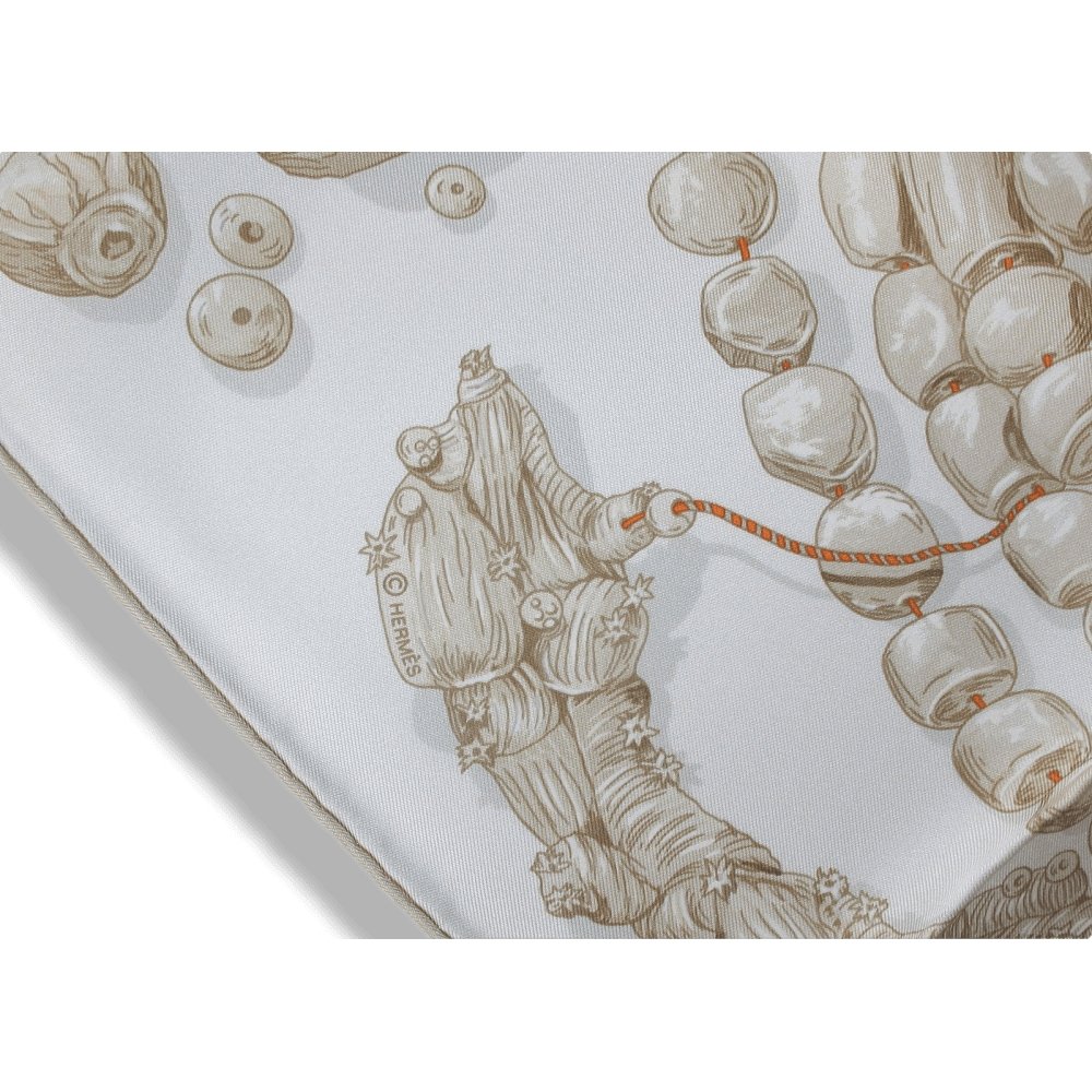 Hermes 2011 Blanc Sepia Orange Reve de corail by Annie Faivre Twill 90