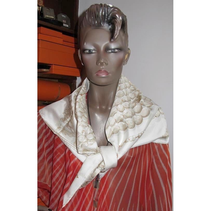 Hermes 2011 cw05 Blanc Sable Gris Reve de corail by Annie Faivre Twill 90, New! - poupishop