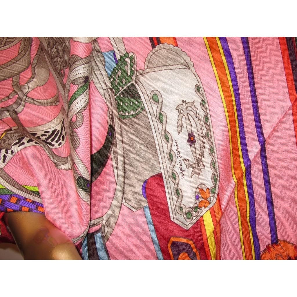 Hermes Rose Concours d'Etriers shawl