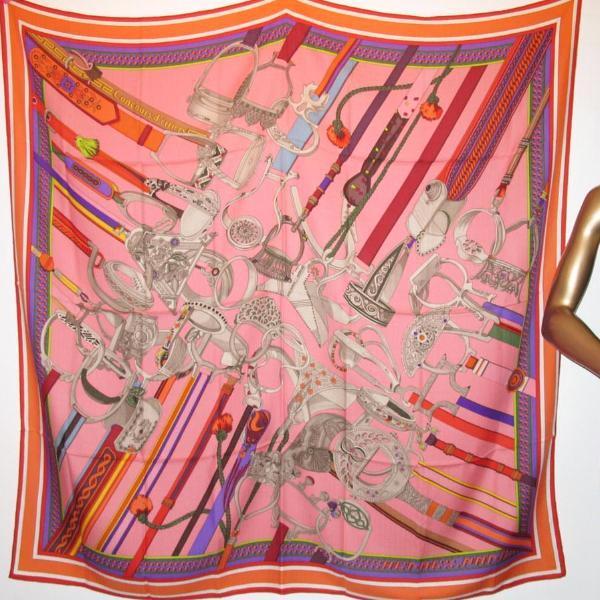 Hermes Rose Concours d'Etriers shawl