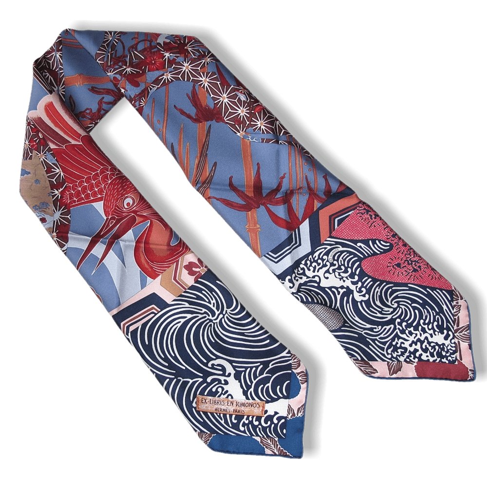 Hermes 2011 cw06 Marine, Gris Bleute, Briquee Ex-Libris en Kimonos