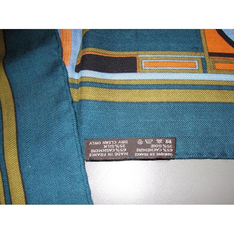 Hermes 2011 Duck/Orange Les Coupes Cashmere Stole - poupishop