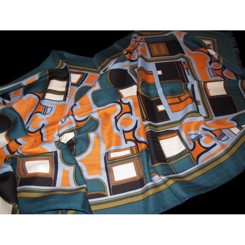 Hermes 2011 Duck/Orange Les Coupes Cashmere Stole - poupishop