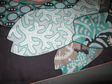 Hermes 2011 Ebene/Pink/Green FLEURS D'INDIENNES by Aline Honoré Twill Silk 140 Scarf Shawl