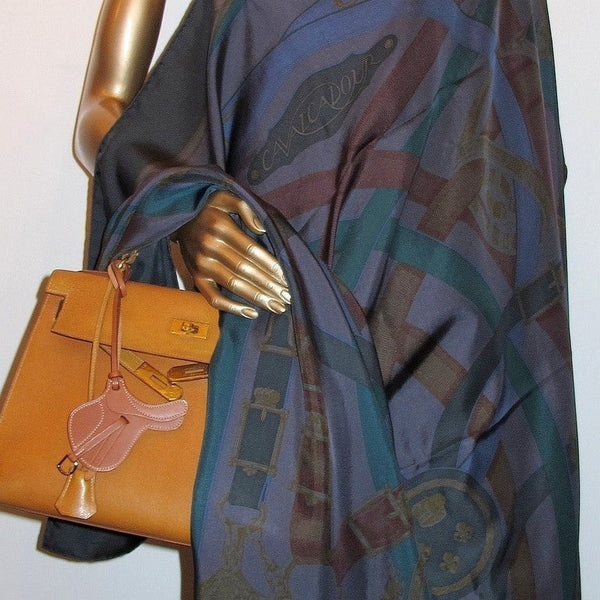 Hermes 2011 Green-Anthracite Cavalcadour Dip Dye Shawl 140, Box!