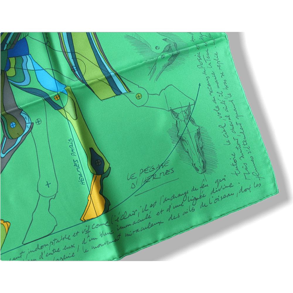 Hermes 2011 Green Le Pegase d'Hermès Twill 90cm, New! - poupishop