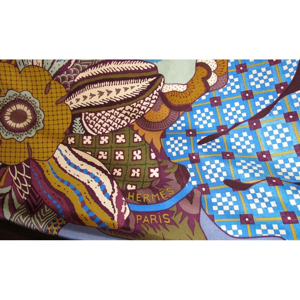 Hermes 2011 Jeans Blue Fleurs d'Indiennes Twill Silk 140 - poupishop