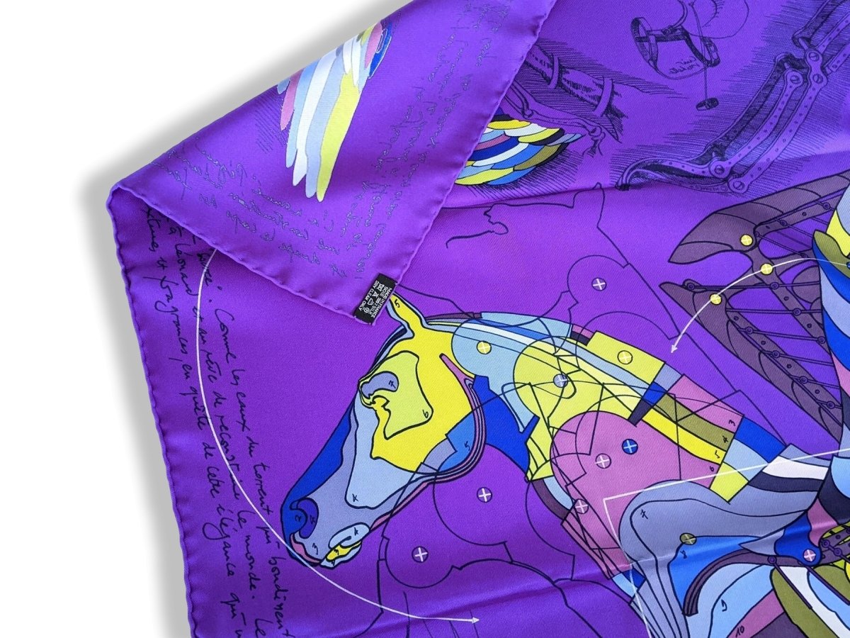 Hermes 2011 Purple LE PEGASE D'HERMES by Christian Renonciat Twill 90, Mint!