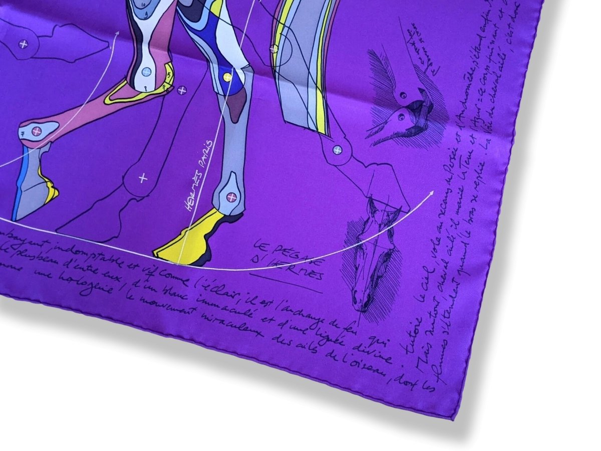 Hermes 2011 Purple LE PEGASE D'HERMES by Christian Renonciat Twill 90, Mint! - poupishop