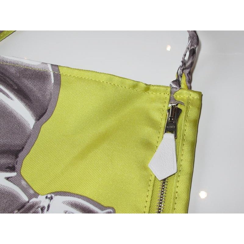 Hermes 2011 White Leather & Yellow Citrus Silk Vif Argent Silky