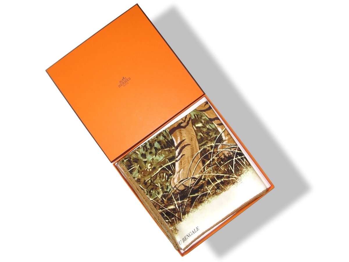 Hermes 2012 Beige Bleu Tigre du Bengal by Robert Dallet Twill 90