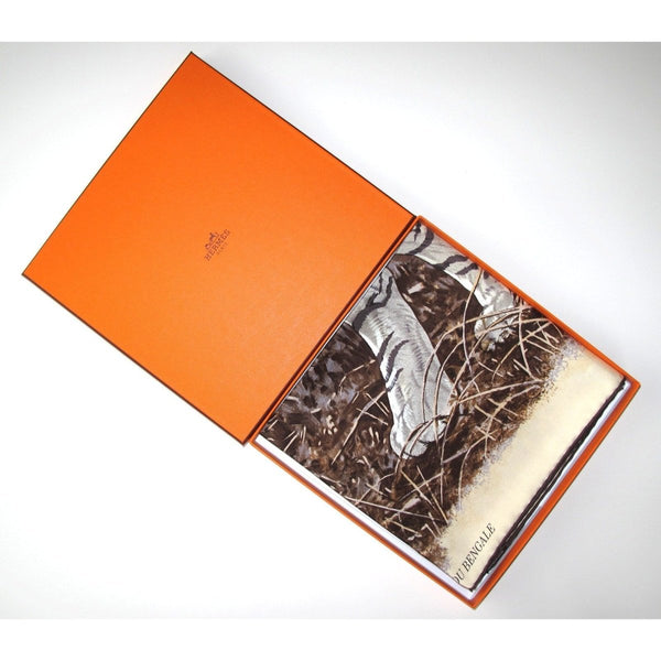 Hermes 2012 Beige Tigre du Bengal by Robert Dallet Twill 90, NIB! - poupishop