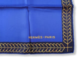 Hermes 2012 Bleu/Orange/Jaune/Turquoise SELLE D'OFFICIER EN GRANDE TENUE by Wlodek Kaminski Vintage Twill 70, New!