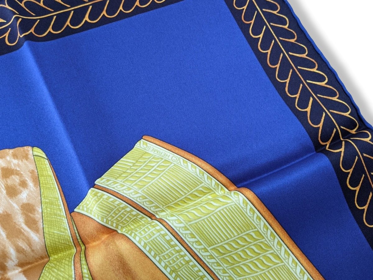 Hermes 2012 Bleu/Orange/Jaune/Turquoise SELLE D'OFFICIER EN GRANDE TENUE by Wlodek Kaminski Vintage Twill 70, New!