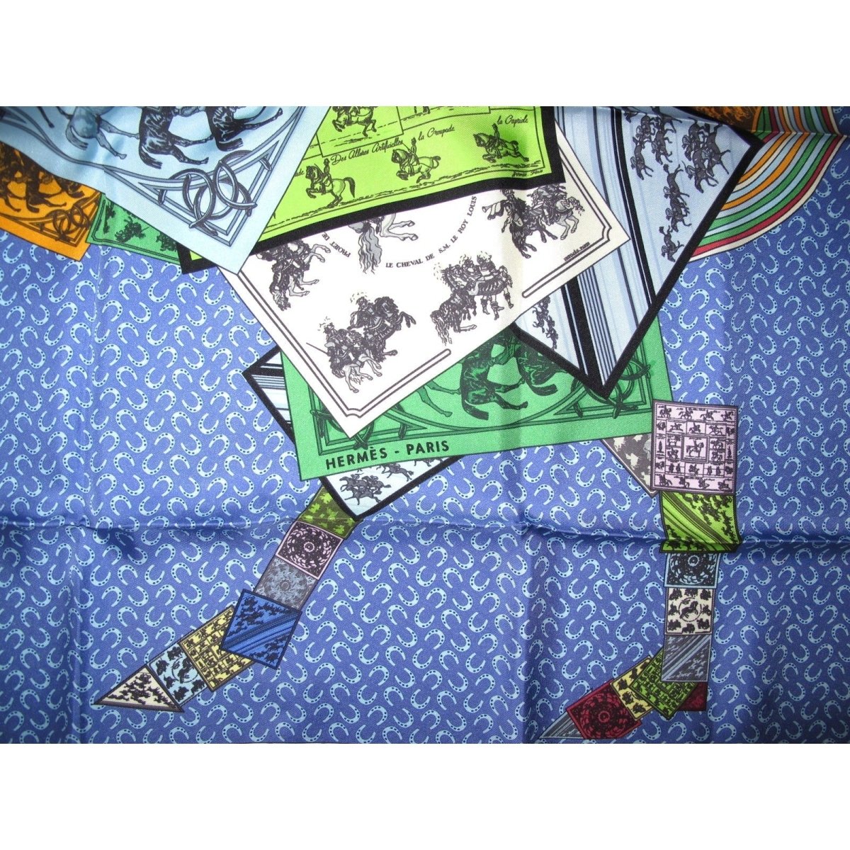  Hermes 2012 Blue A Cheval sur mon Carre Twill Silk 90