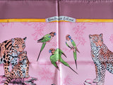Hermes 2012 Bois de Rose/Rose TENDRESSE FELINE by Robert Dallet Blanc Matt Overprint Twill 90, New!