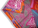 Hermes 2012 cw01 Capucine/Fuchsia EX-LIBRIS EN KIMONOS Cashmere Shawl 140, MInt!