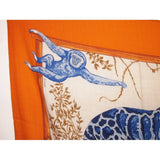 Hermes 2012 cw01 Orange/Naturel/Bleu Tendresse feline Cashmere Shawl 140, NWT! - poupishop