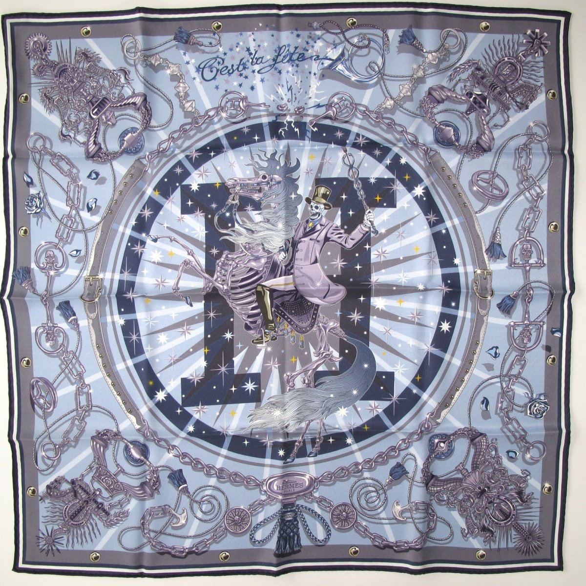 Hermes 2012 CW01 Sky Blue  C'est la Fête Vintage Silk 70, NIB! - poupishop