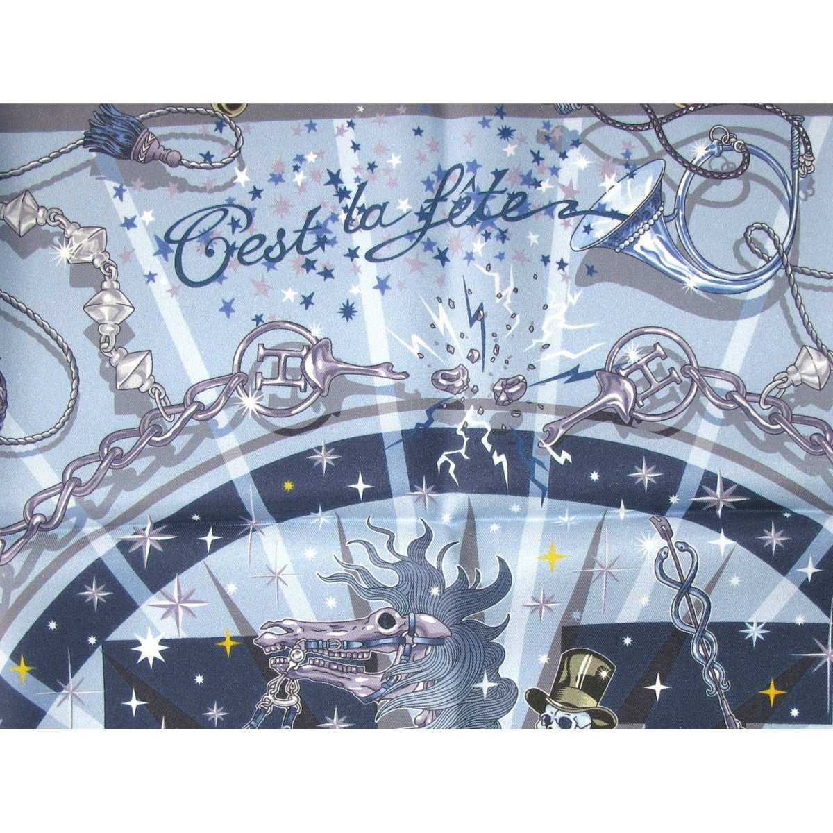 Hermes 2012 CW01 Sky Blue  C'est la Fête Vintage Silk 70, NIB! - poupishop