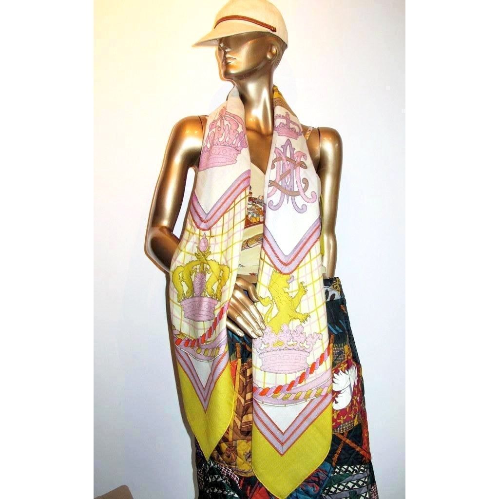 Hermes Rose Yellow Grande Tenue Shawl
