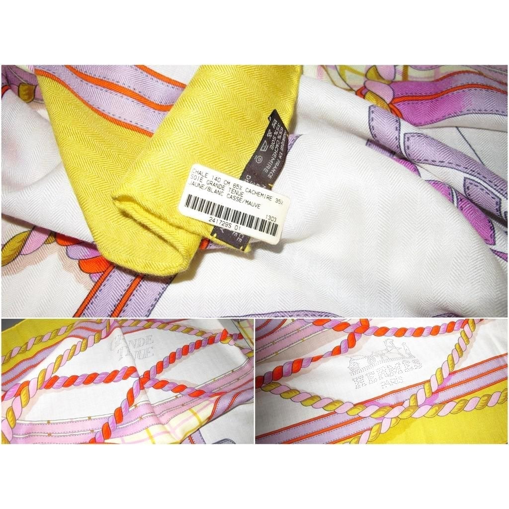 Hermes Rose Yellow Grande Tenue Shawl