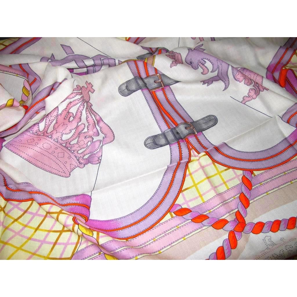 Hermes Rose Yellow Grande Tenue Shawl