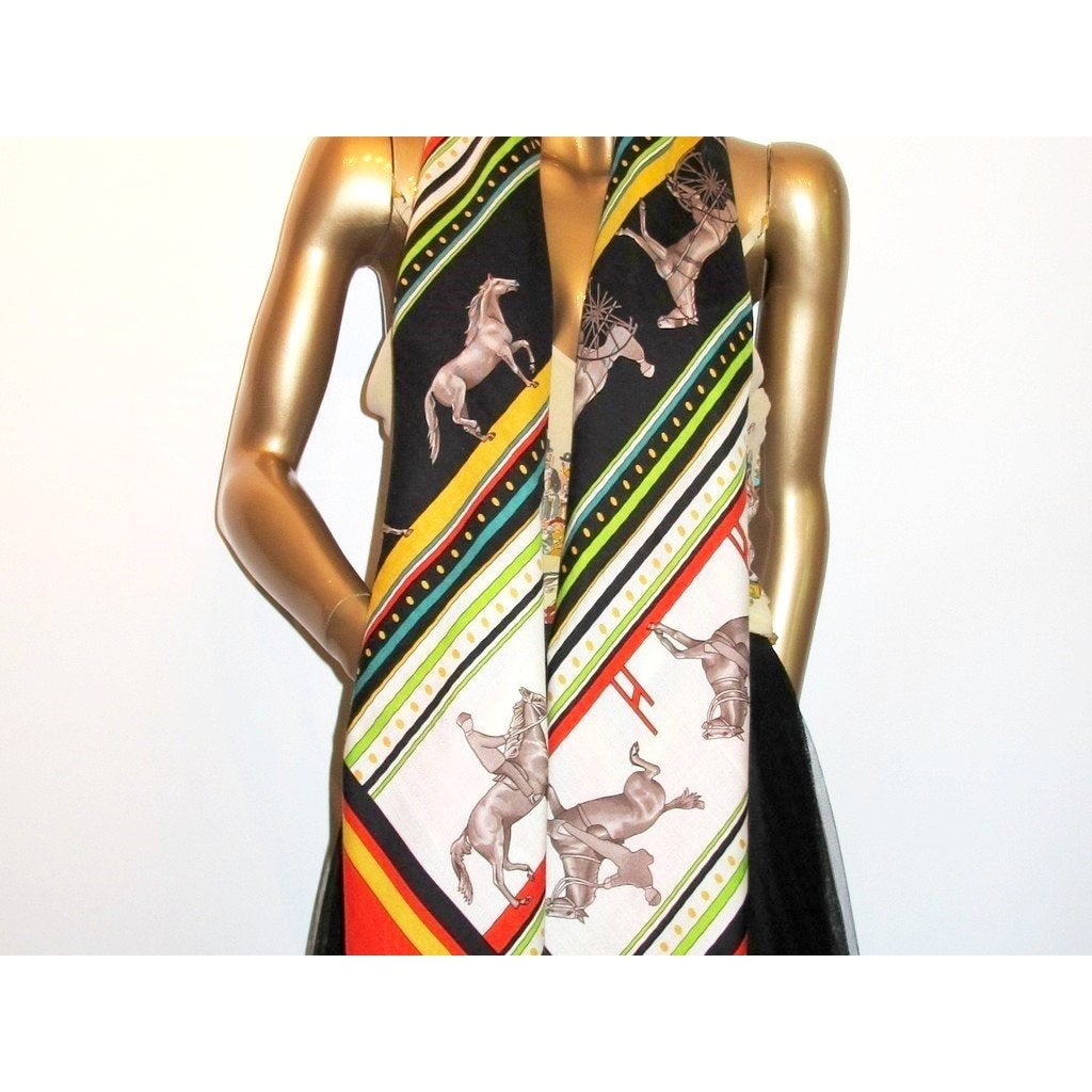 Hermes 2012 cw03 Rouge/Blanc/Noir Sequences Cashmere Shawl 140, NWT! - poupishop