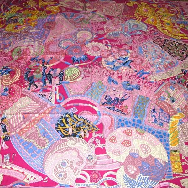 Hermes 2012 cw04 fuchsia/Rose/Bleu Au Fil du Carre Cashmere Shawl 