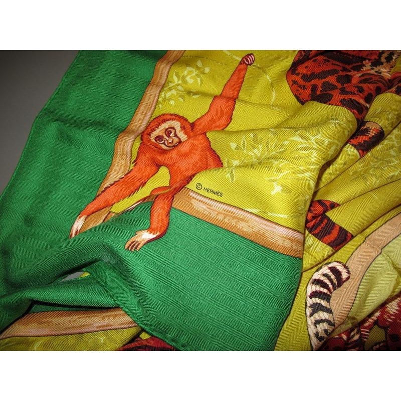 Hermes 2012 Vert/Chartreuse Tendresse Feline  Cashmere Shawl