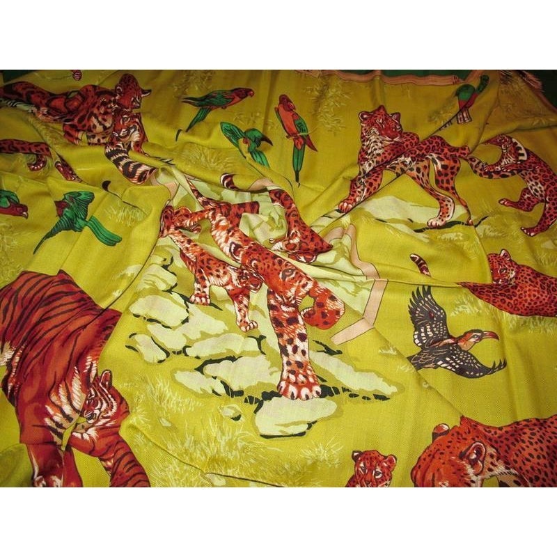 Hermes 2012 Vert/Chartreuse Tendresse Feline  Cashmere Shawl