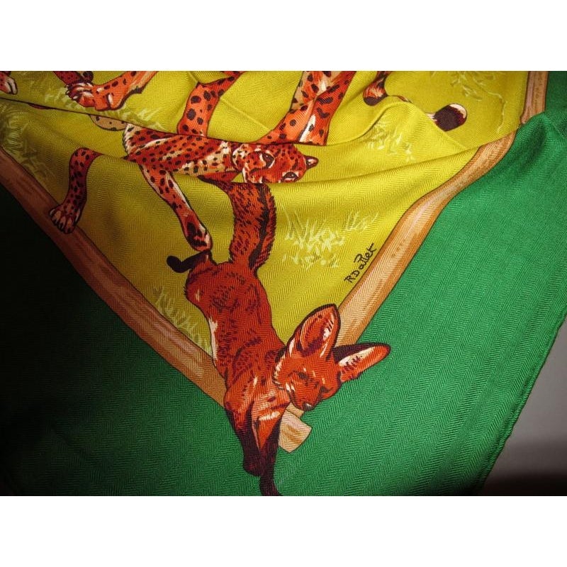 Hermes 2012 cw06 Chartreuse Tendresse Feline Cashmere 140, New! - poupishop