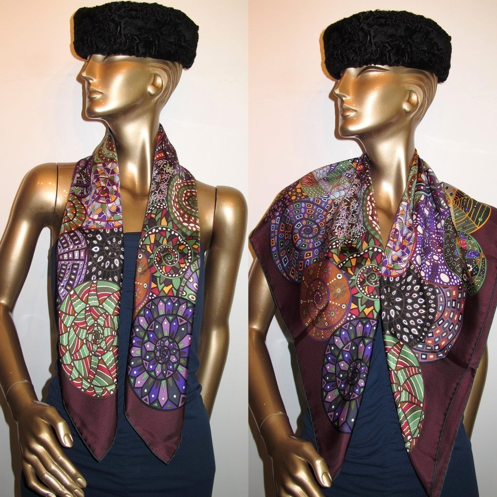 Hermes 2012 cw07 Plum Reves D'Escargots Twill 90 New Tags!