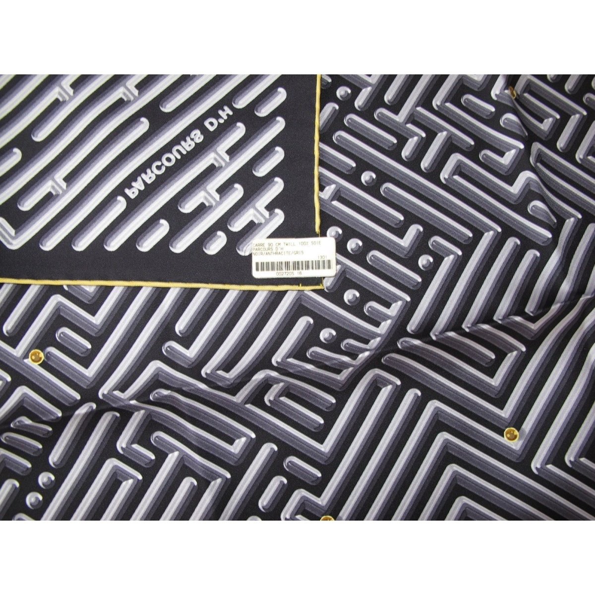 Hermes 2012 cw16 Noir Anthracite Gris Parcours d'H Twill 90