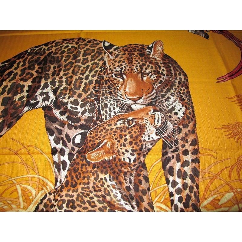 Hermes 2012 cw16 Rose/Orange Jungle Love Cashmere 140, New! - poupishop