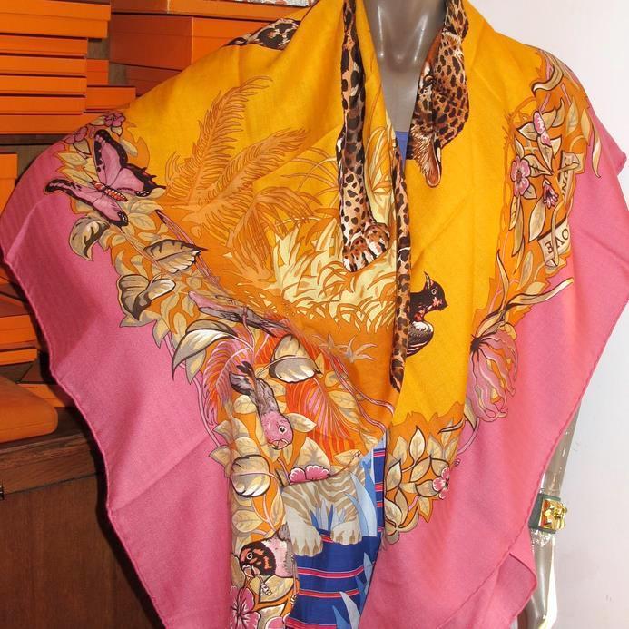 Hermes rose Orange Jungle Love Shawl