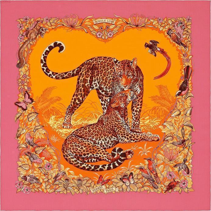 Hermes rose Orange Jungle Love Shawl