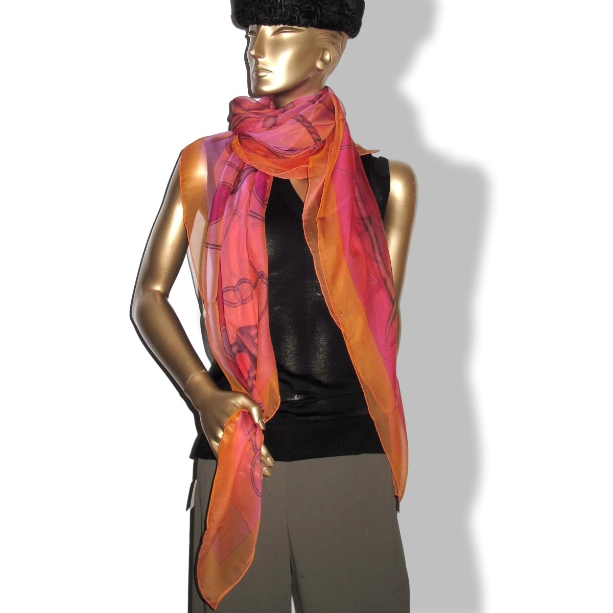 Hermes 2012 Fuchsia Jaune/Parme/Rose COUP DE FOUET Mousseline of Silk Changeante 140, NIB!