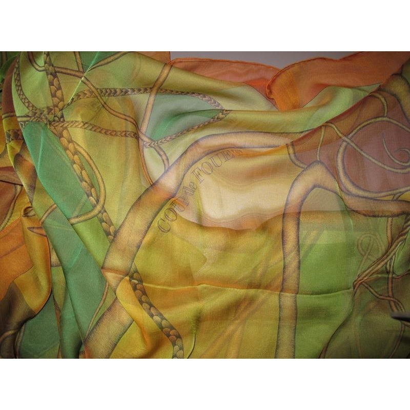 Hermes 2012 Green Coup de Fouet Silk Changeante Mousseline 140, New! - poupishop