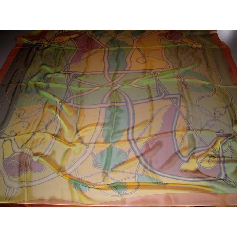Hermes 2012 Green Coup de Fouet Silk Changeante Mousseline 140, New! - poupishop