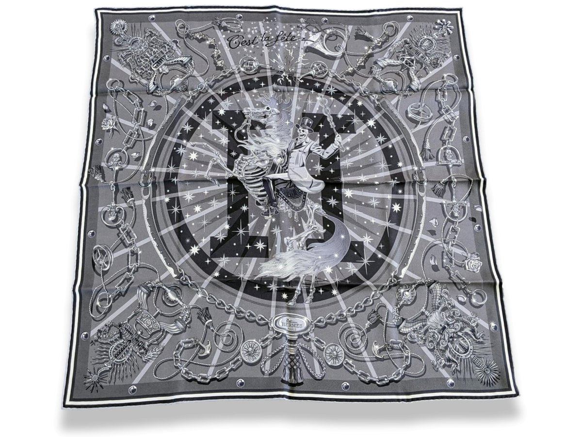 Hermes 2012 Grey C'est la Fête by Daisuke Nomura Vintage Silk Carre 70 cm, BNIB!