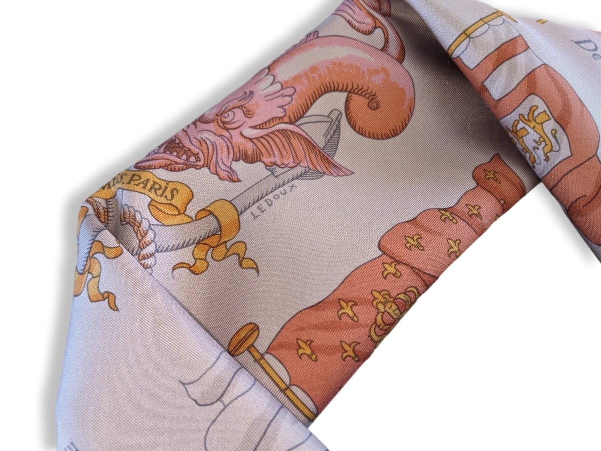 Hermes 2012 Lilas/Orange PAVOIS by Ledoux Dip Dye Surteint Silk Carre 90, Lovely Palette not FlashyNew!