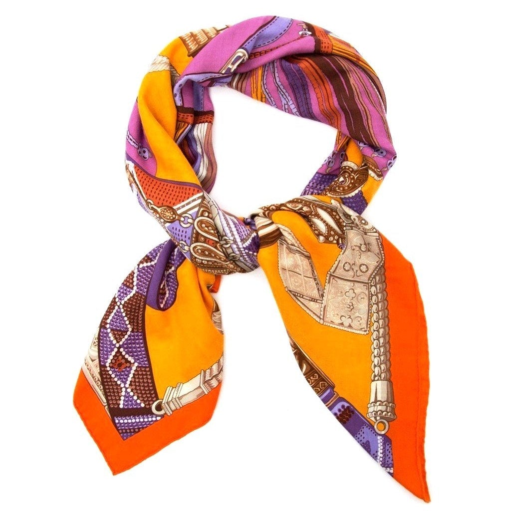 Hermes 2012 Orange/Purple/White Ceintures et Liens Cashmere Shawl 140 - poupishop