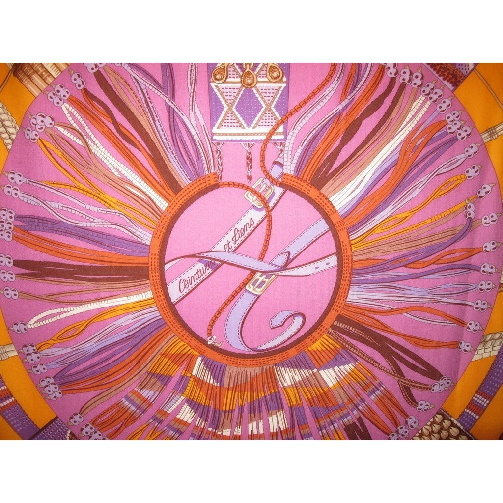 Hermes 2012 Orange/Purple/White Ceintures et Liens Cashmere Shawl 140 - poupishop