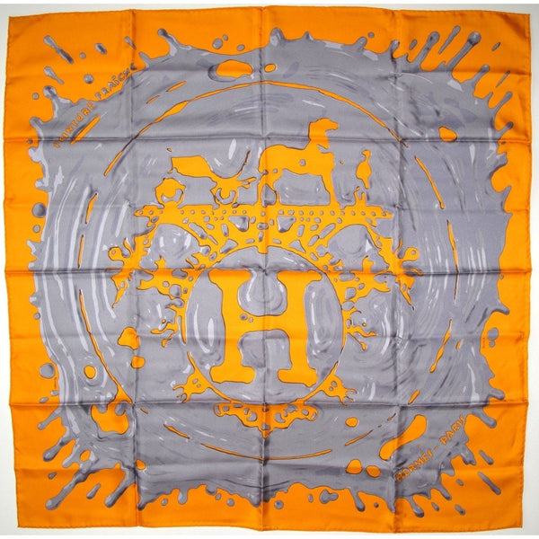 Hermes 2012 Orange/Silver Peinture Fraiche Twill 90, New! - poupishop