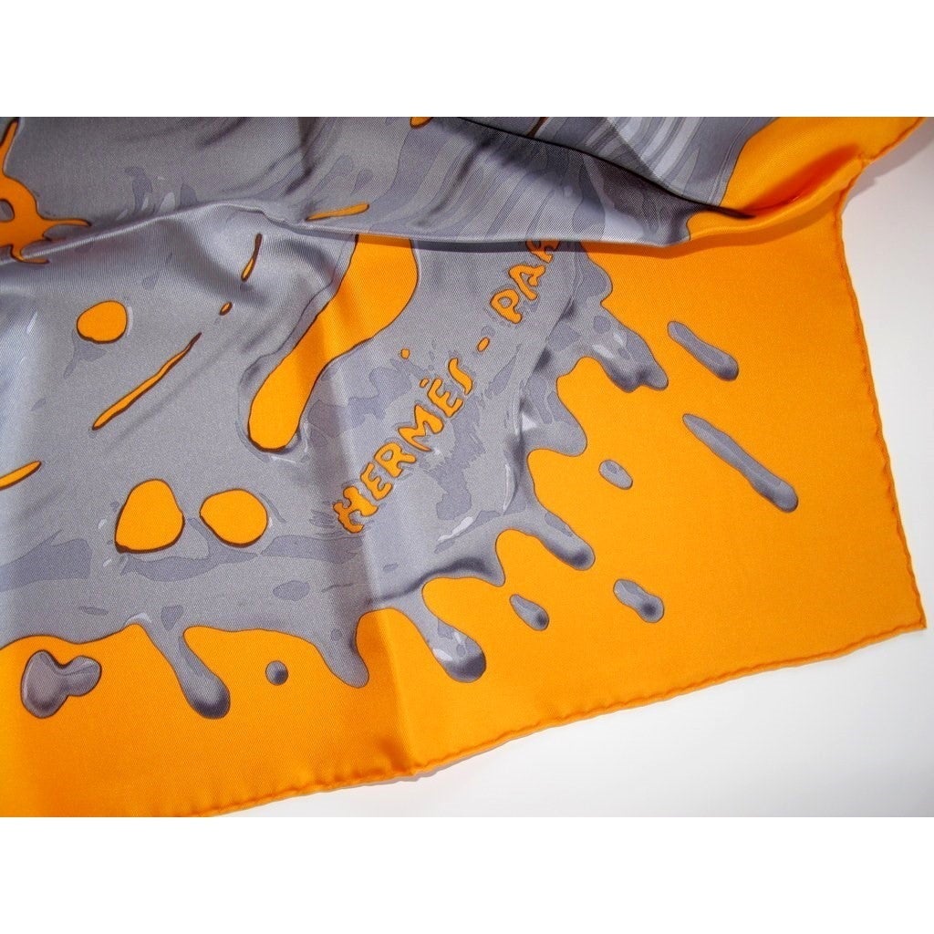 Hermes 2012 Orange Silver Peinture Fraiche Twill 90 