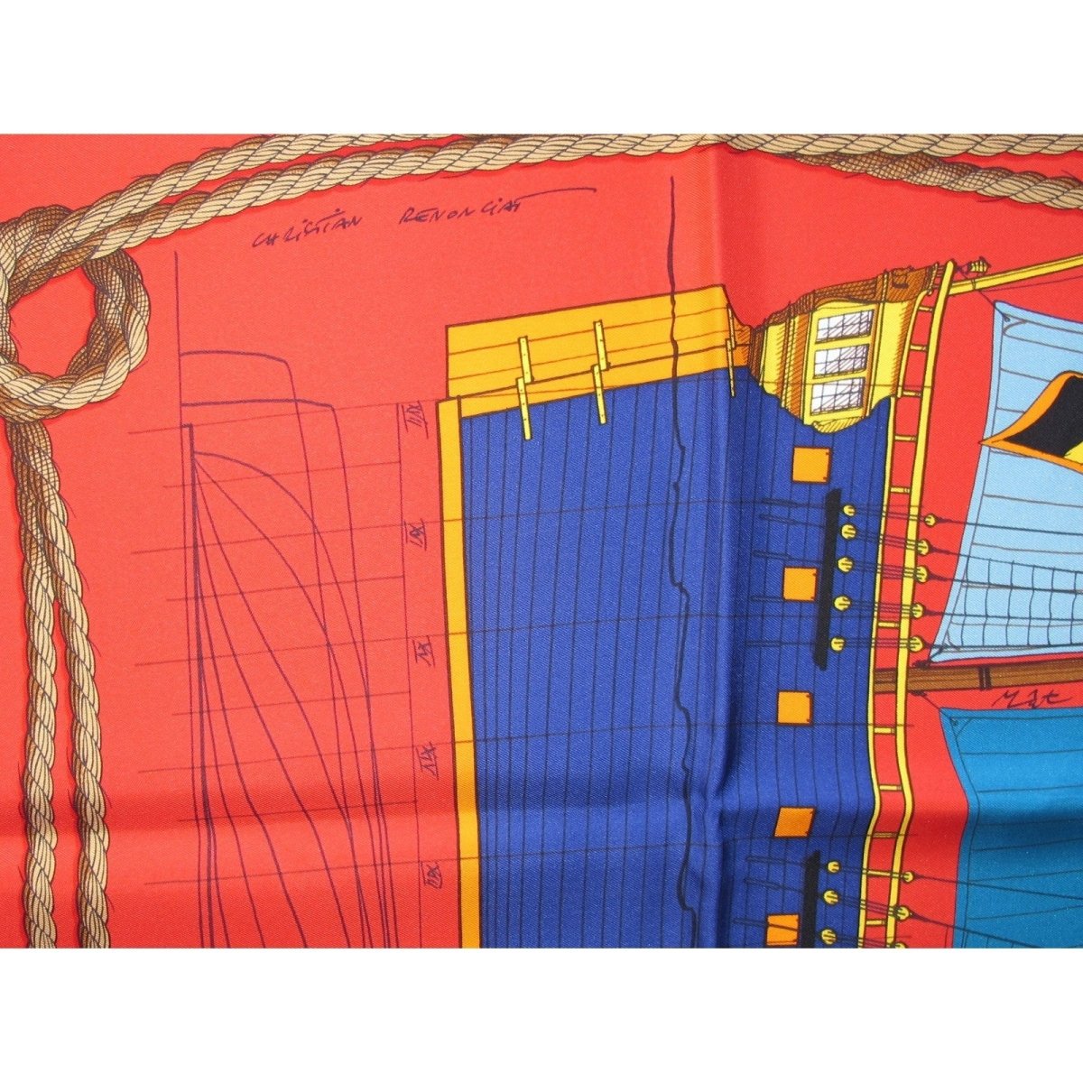 Hermes Cheval de Mer by Christian Renonciat Twill silk 90