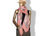 Hermes 2012 Rose TENDRESSE FELINE by Robert Dallet Cashmere Shawl 140, New!