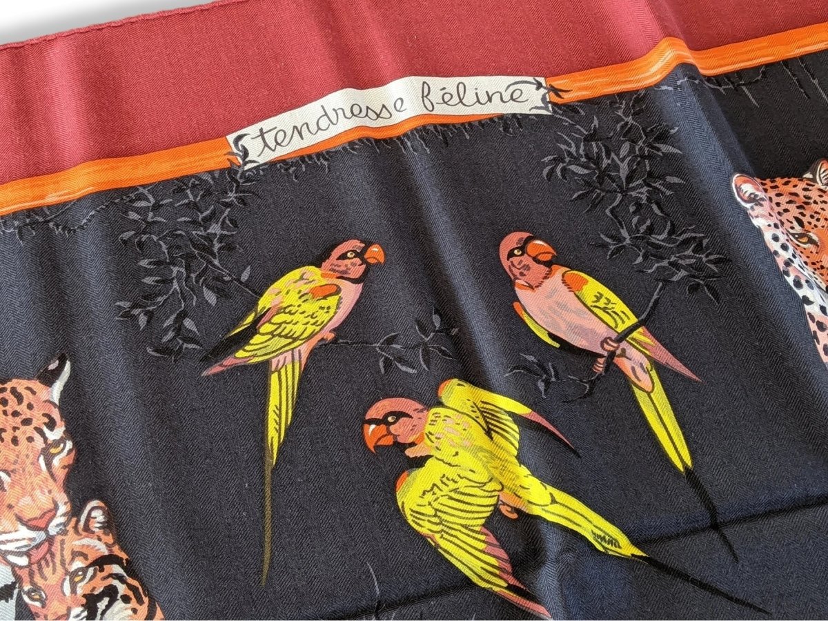 Hermes 2012 TENDRESSE FELINE by Robert Dallet Cashmere Shawl 140, New!